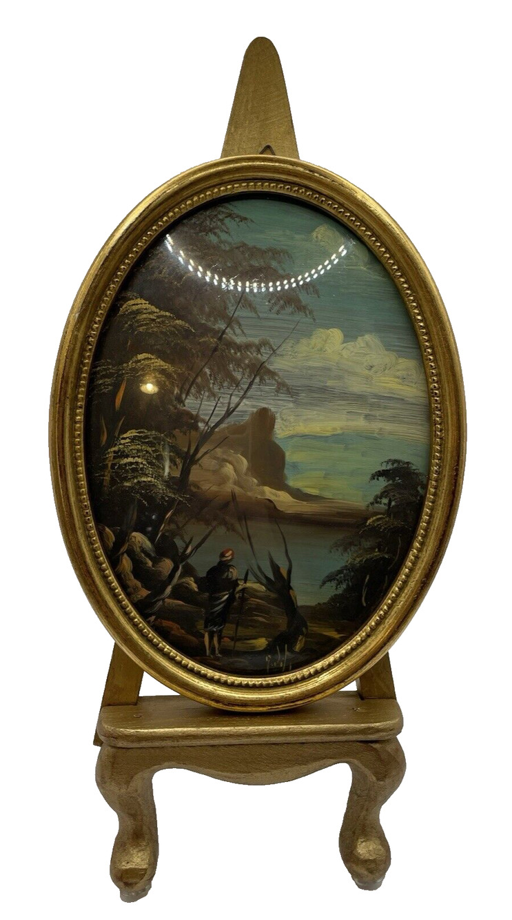 Made in Italy Hand Painted Oval Framed Art